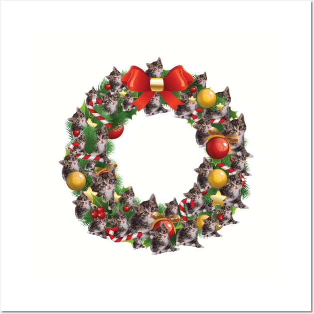 Kittens Multiface Christmas Wreath Wall Art by Rebus28